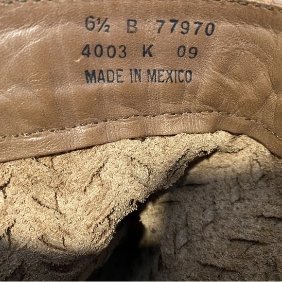 FRYE Shirley Woven Tan Leather Knee High Tall Western Riding Stud Boots Sz 6.5 - Picture 15 of 16